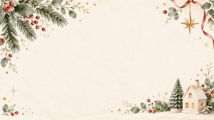 小さな冬の家とクリスマス背景